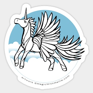 Blue Sky Pegasus Unicorn — Inktober Unicorn illustration series Sticker